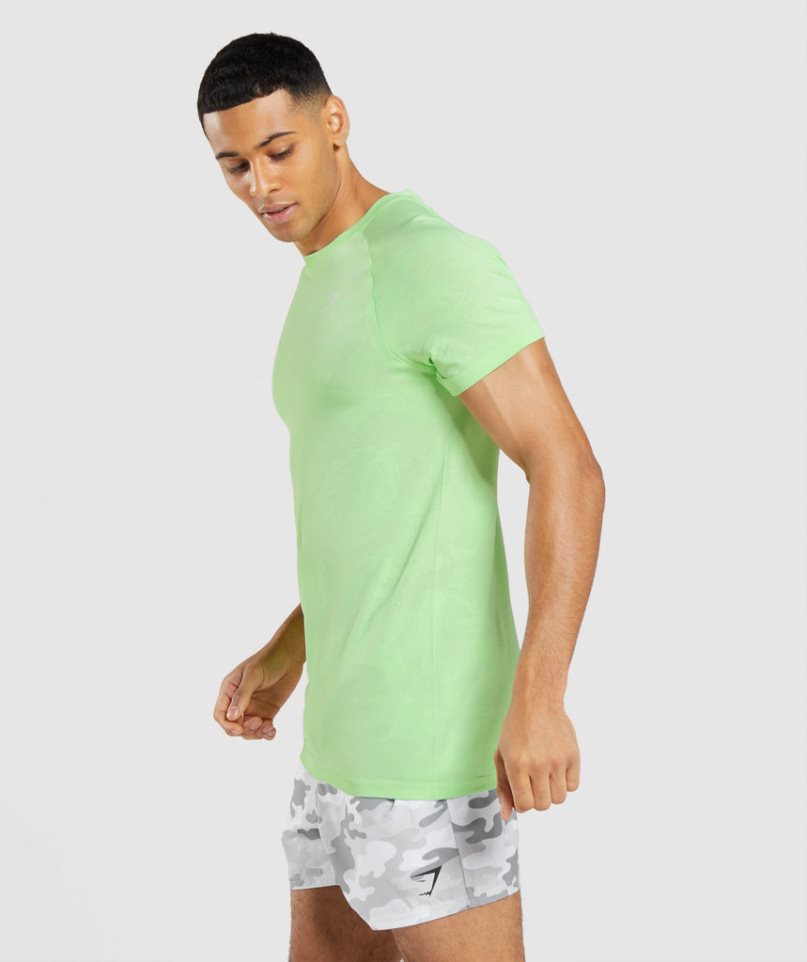 Men's Gymshark Geo Seamless T-Shirts Light Green | NZ 1KIYSM